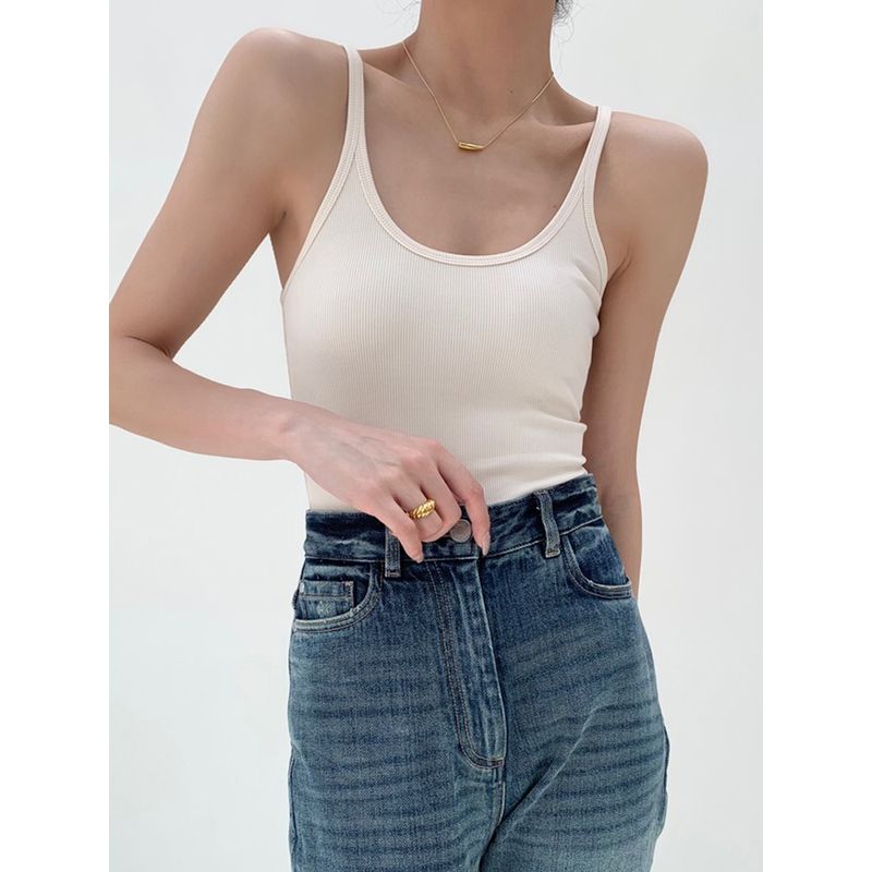 

Весна и Осень Ся Оу Американский Топ-майка на эластичных бретелях в рубчик I-образной формы Сексуальный облегающий топ для нижнего белья и верхней одежды Женский Cheese White L