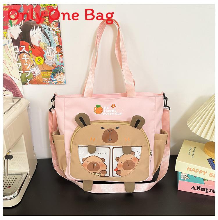 Cartoon Student Tote Bag With Large Capacity And Colorful Contrast For Daily Use