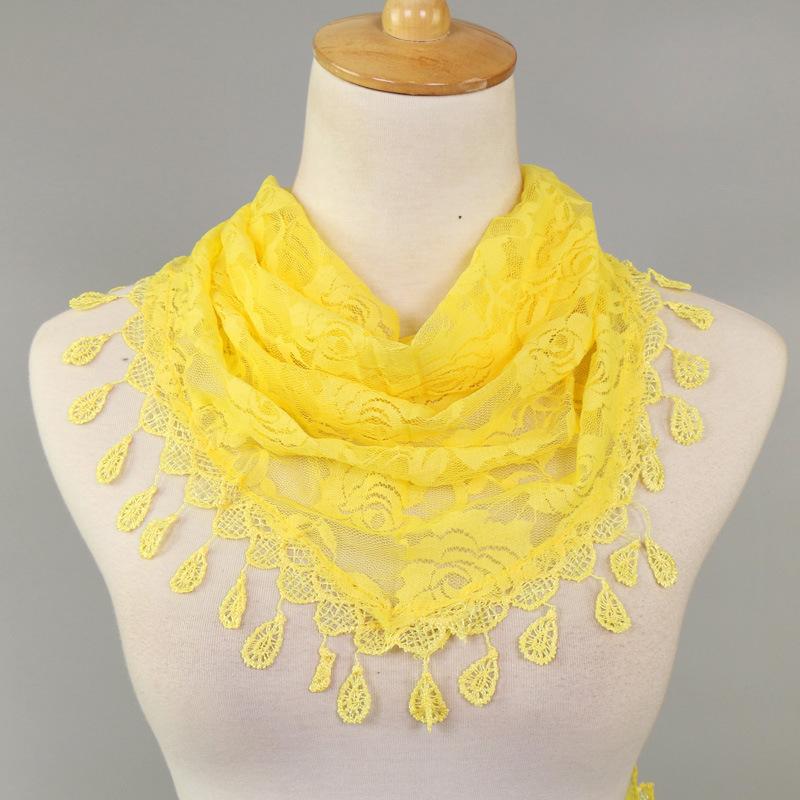 Lace Monochrome Triangular Scarf Fashionable Hollow Out Women's Solid Color Rose Triangular Scarf