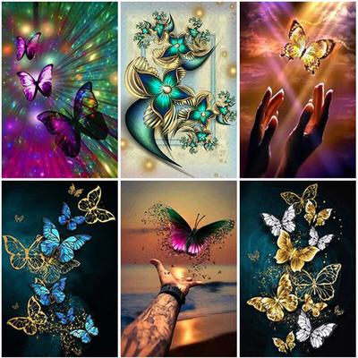 5D DIY Diamond Painting Butterfly Full Round Diamond Embroidery Animal Kit Rhinestone Mosaic Art Home Decor