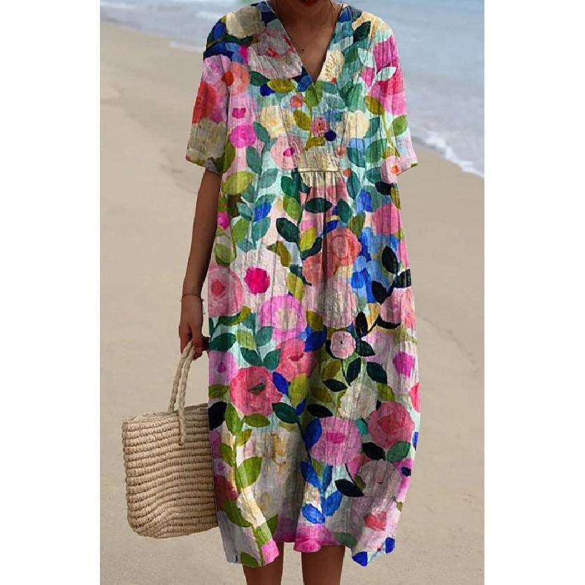 Neujahr Sommerurlaub Strand Musikfestival Pendeln Arbeit Bequemes sexy elegantes Damenmode-Kleid mit Print