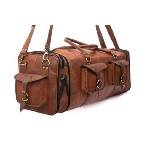 Men's Genuine Leather luggage gym weekend overnight duffel Extra Large bag