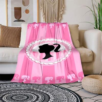1pc Pink Girly Wallpaper Cartoon Blanket,Portable Throw for Travel & Camping, All Season Cozy Blanket,Ideal Gift