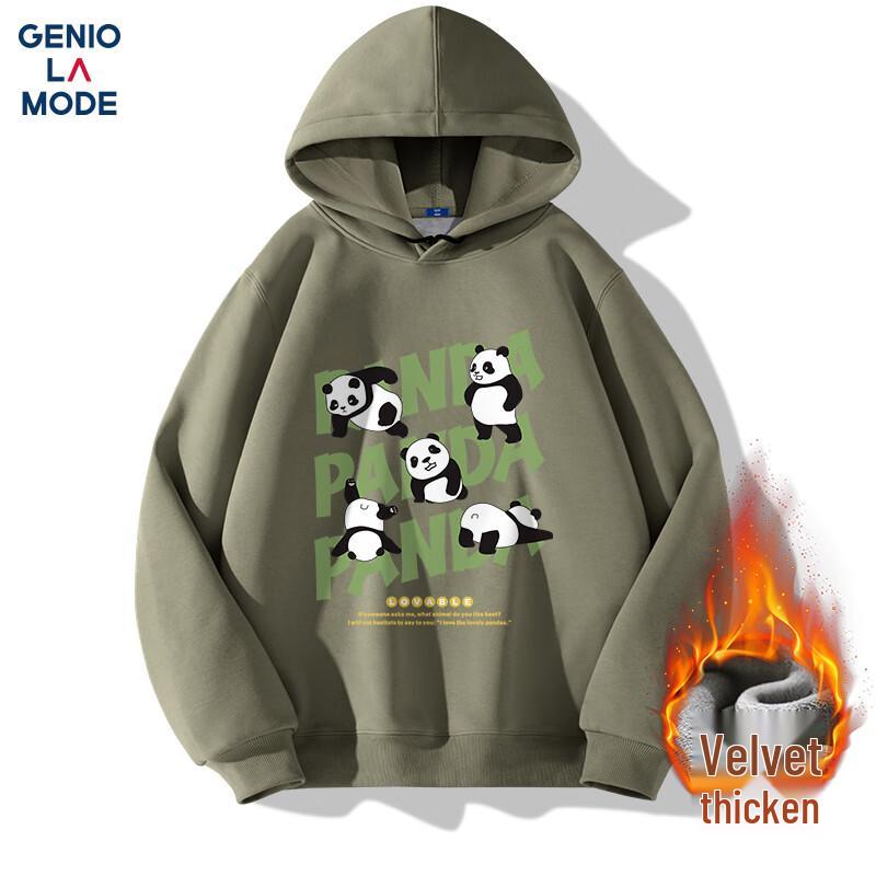 GENIOLAMODE Men's Fun Panda Fleece Lined Hoodie
