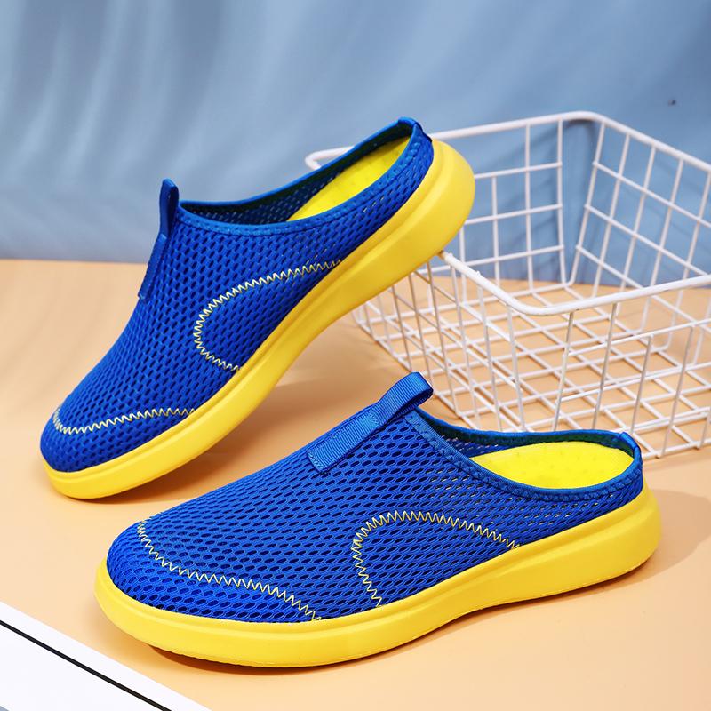 Big Size 48 Men Slippers Mesh Sandals Breathable Super Light Sneakers Outdoor Half Slippers Slip-on Men Beach Sandals Flat Shoes