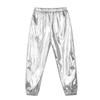 Kinder Mädchen Shiny Metallic Dance Hosen Elastische Hohe Taille Hip Hop Hosen Streetwear Dancewear