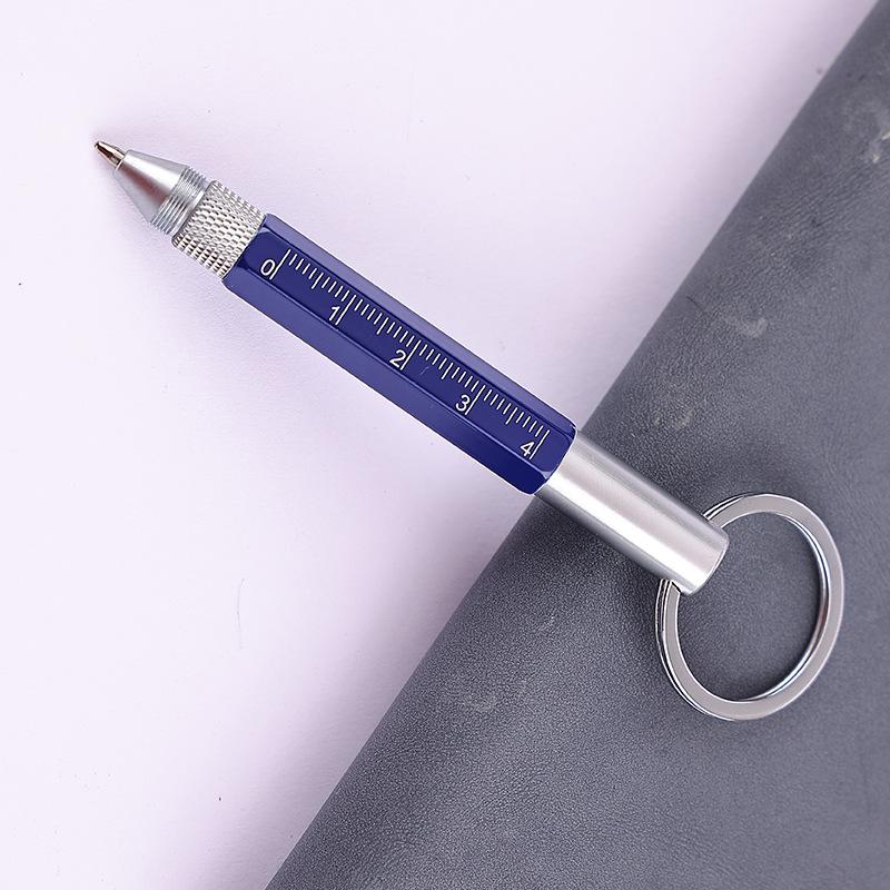 Monking 6 In 1 Multifunctional Pen With Keychain Touch Screen Stylus Capacitive Pen With Screwdriver Ruler Ballpoint Pencil Tool