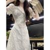 French Sweet Spice Girl Dress Women's Summer V-Neck High Sense Gentle Princess Dress Tall Man Coffee Break Waist Long Dress