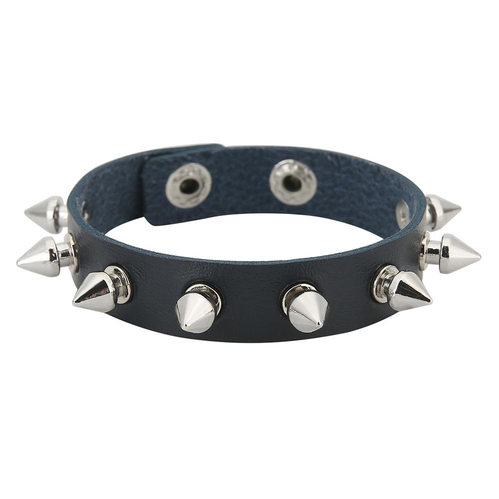 Black Goth Bracelets For Women Punk Boho Emo Spike Rivets PU Leather Bracelet Cuff Bangles Festival Jewelry Party Gifts