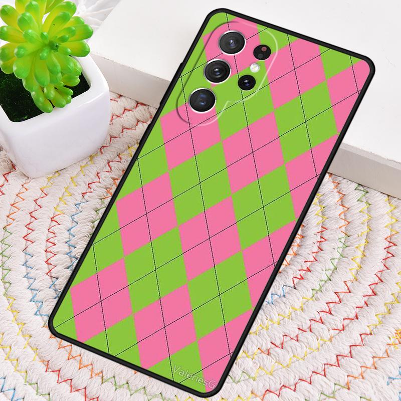 Red And Green Argyle Pattern Phone Case For Samsung Galaxy note 10 pro S26 S25 S24 S23 S22 Ultra Plus S21 FE S20 Cover
