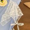 Style Korean Stacked White Lace Triangular Scarf With Fart Curtain For Women New Style Atmosphere Tied Headband Slimming Skirt