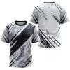 Fashionable gradient striped printed T-shirt,  badminton and table tennis training clothing, summer casual top, sport