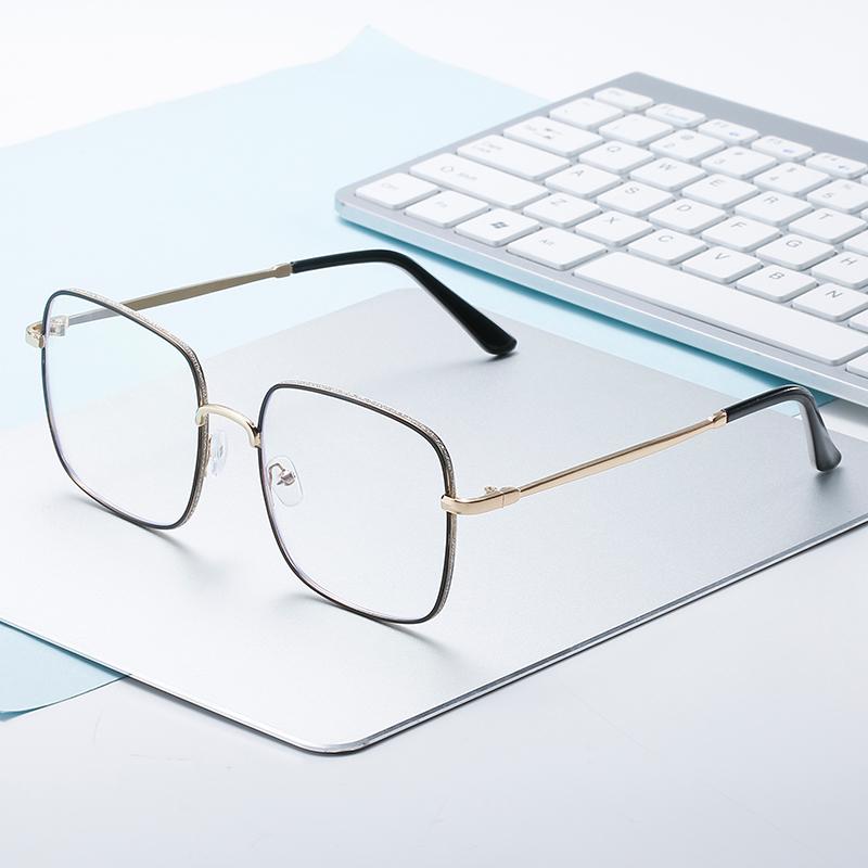 Diopter 0 -0.5 -1.0 To -6.0 Big Frame Square Minus Glasses With Prescription Women Men Metal Full Frame Nearsighted Eyeglasses