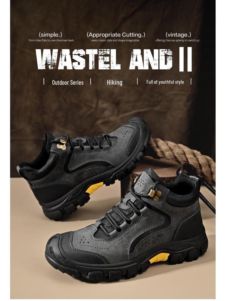 Men's Mid-Cut Plus Velvet Non-Slip Outdoor Hiking Shoes