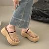 Fashion Waterproof Platform High-heeled Slippers Summer New Round Head Shallow Mouth Mesh Hollow Anti-slip Wear-resistant Sandals