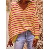 Women S V Neck Long Sleeve Striped Knit Pullover Sweater