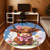1PC Cow Flowers Bow Round Chair Mat Area Rug - Non-Slip, Floor Mat for Office, Bedroom, Home Decor Christmas Gift C0528077