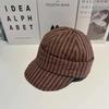 Striped Casual Beret Hat Women Lightweight Sun Protection Cap For Outdoor Use