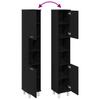 Bathroom Cabinet with Door Black Oak Effect 30 x 30 x 179 cm