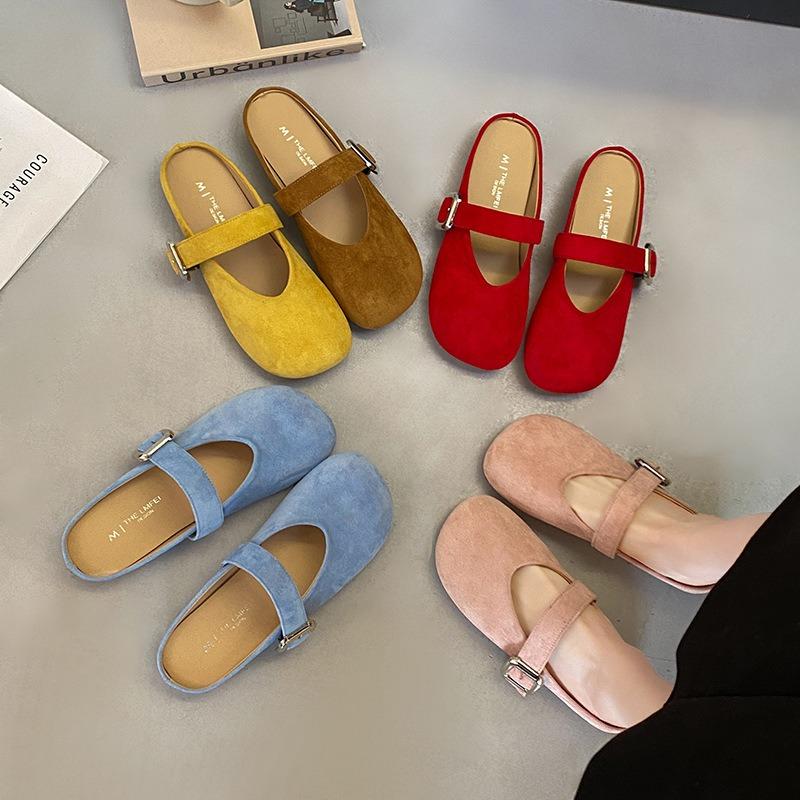 Baotou Half Slippers Women Wear Lazy One Pedal Thick Heel Summer New with Skirt Cool Slippers