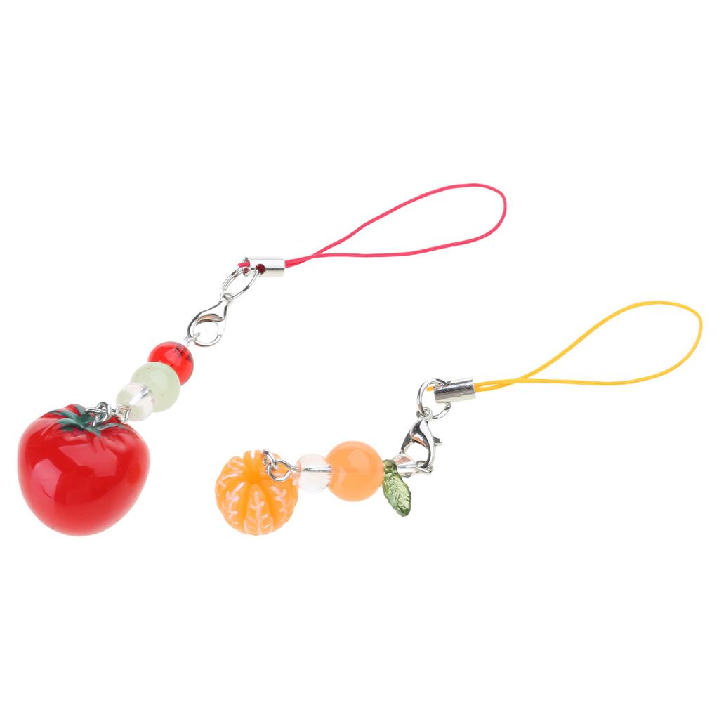 Fashionable Cellphone Charm Stylish Tomato and Orange Phone Chain Versatile Keychain Decoration for Bags and Wallets