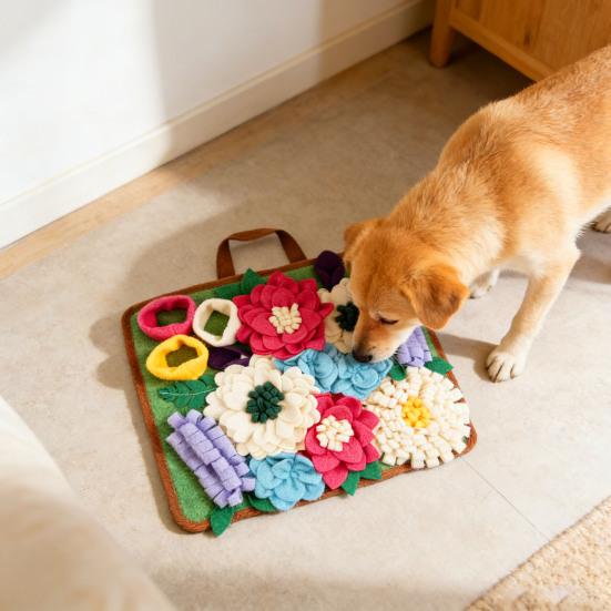 Pet Snuffle Mat Washable Dog Snuffle Mat Multi Flower Design Slow Feeding Mat Encourages Natural Foraging Skills for Dogs Smell Training Anxiety