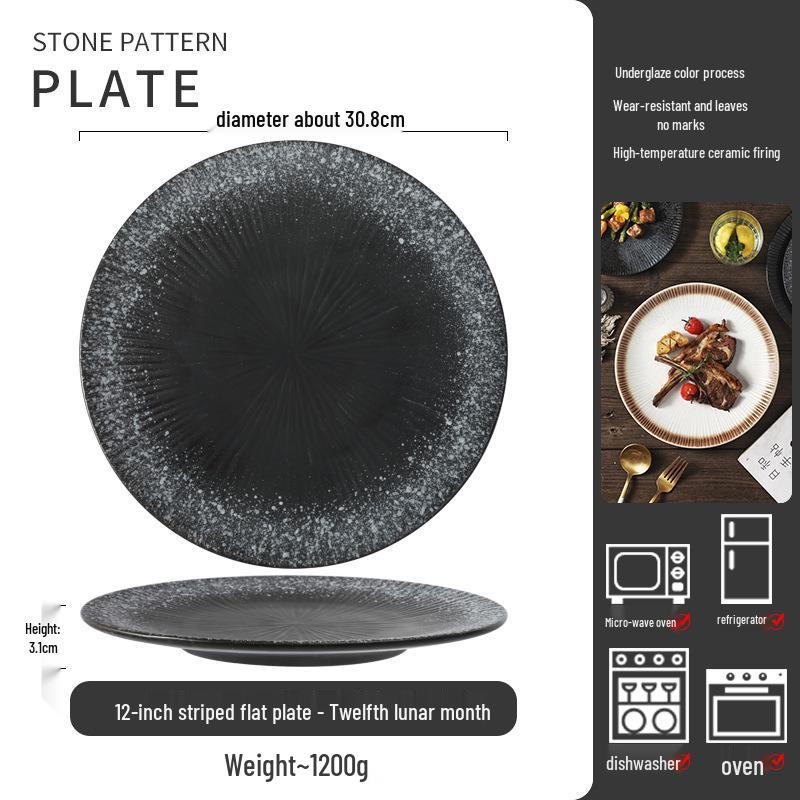 Japanese Ceramic Retro Dining Plate for Pasta, Steak, and Desserts