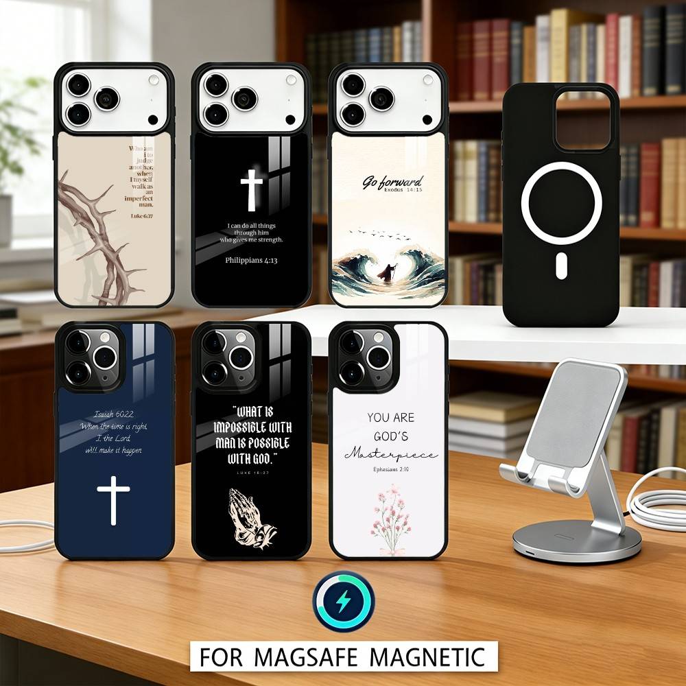 J-Jesus B-Bible Verse Phone Case For iPhone17,16,15,14,13,12,Pro,Max,Magnetic For Magsafe Wireless Charging