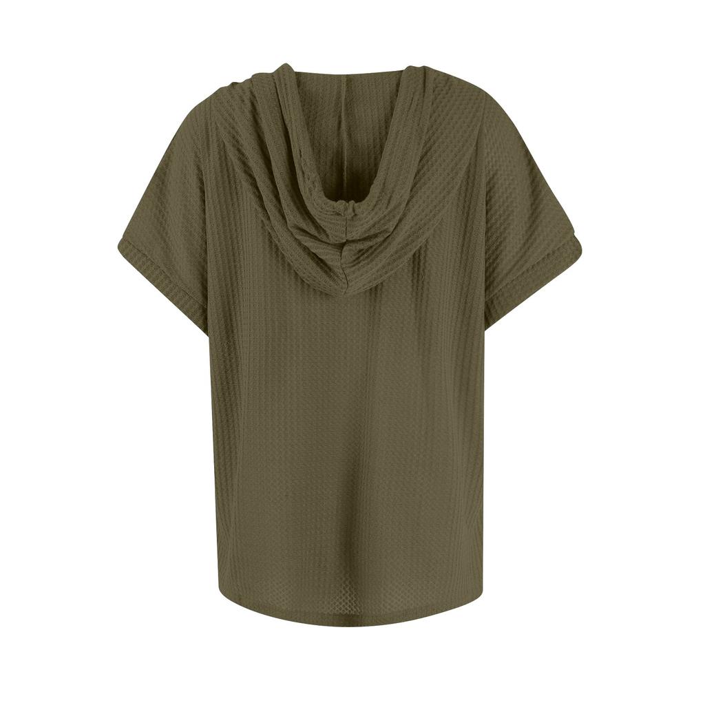 Jaro a léto Nové dámské topy Jednobarevné knoflíky Módní dámské krátké rukávy