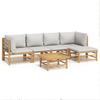 Vidaxl 6-Cz. Gartenmöbel-Set, Hellgraue Kissen, Bambus