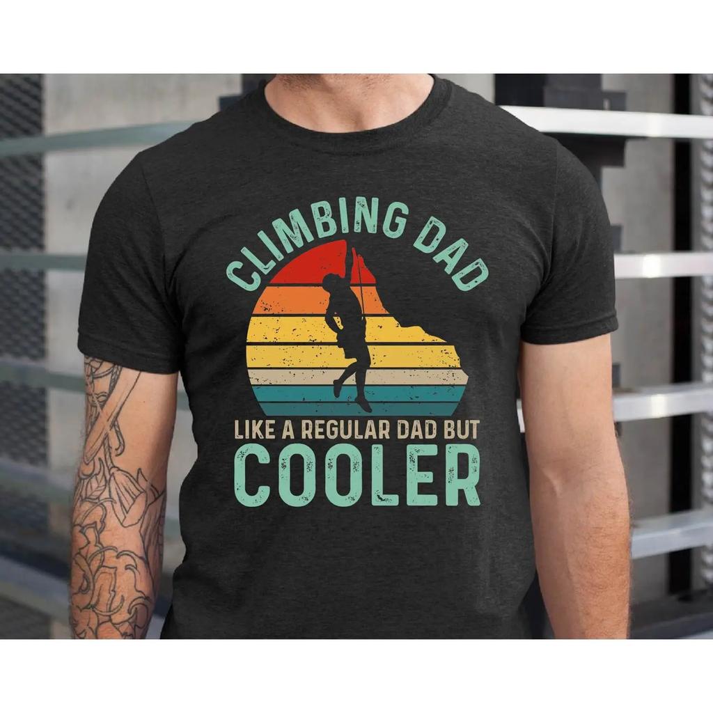 Climbing Dad Like A Regular But Cooler T Shirt Vintage Retro Rock Mountain Climber Fathers Day For Lover Vintage