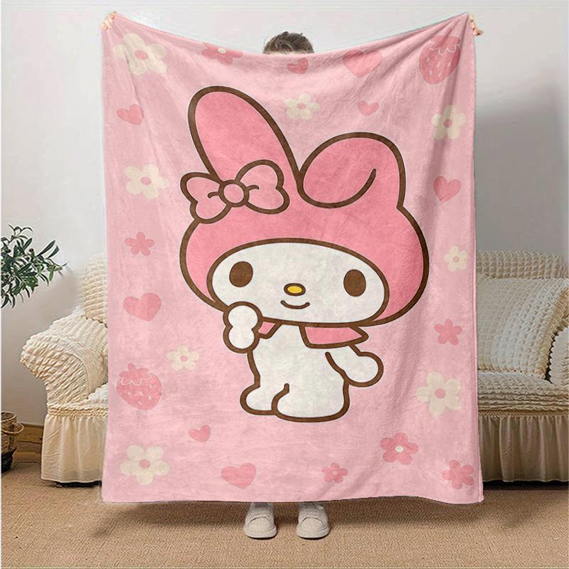 1pc My Melody Cute Wallpaper Blanket, Seasonal Home Decorative Throw for All Seasons, Living Room, Travel, Camping, Car Blankets, Beach, Office Naps,
