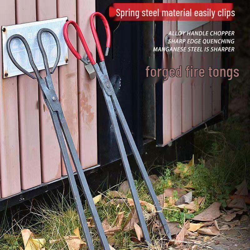 Handmade Long Steel Fire Tongs: Thick, Old-Fashioned Design for Sanitation & Cleaning