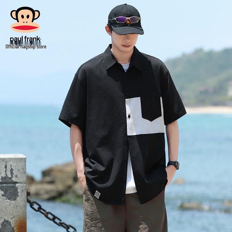 Paul Frank Men s American Retro Patchwork Short Sleeve Shirt L чёрный