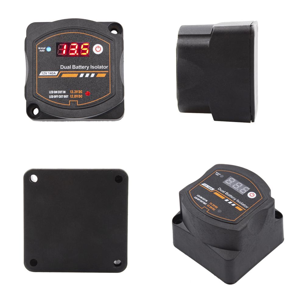 Dual Battery Isolator 12V 140A Auto Manual Voltage Sensitive Relay with Digital Voltmeter Smart VSR for Car RV Boat