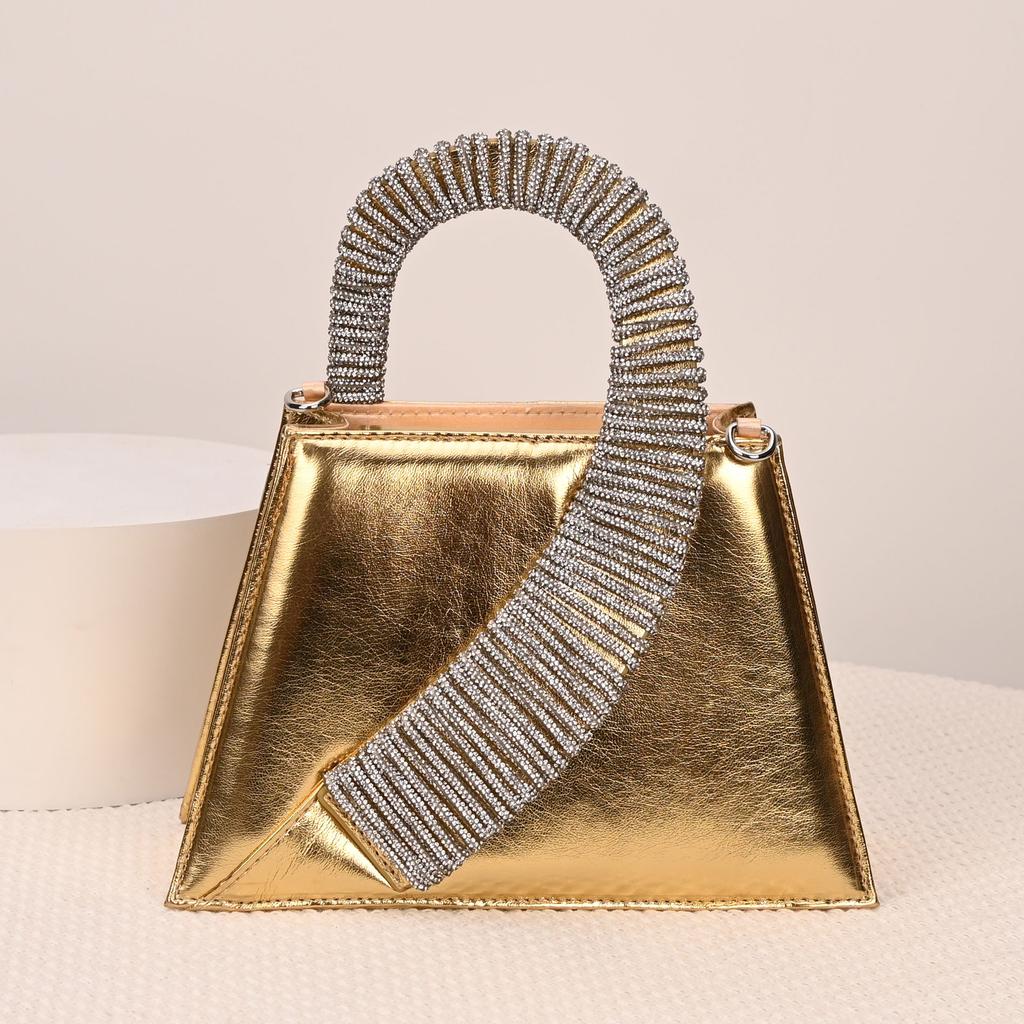 New women's bag bring diamond-encrusted French fairy bag super flash rhinestone trapezoidal bag shoulder messenger handbag