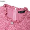ZANZEA Women Casual Round Neck Short Sleeve Lace Patchwork Dress