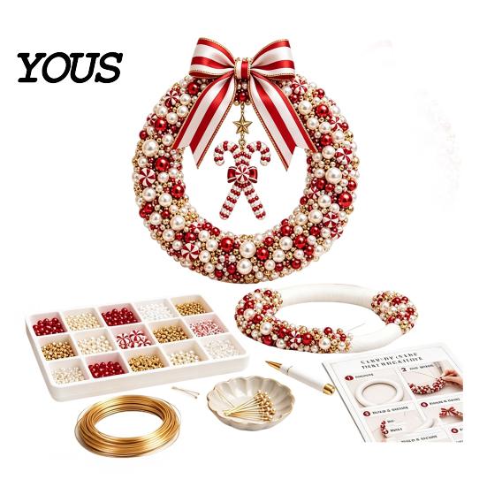 Feiertags basteln Projekte DIY Weihnachts Perlenkranz Set, Handgemachte Perlen Tür Dekoration, Perlen Girlande für Dekor Wandbehang Elegantes Bastelprojekt