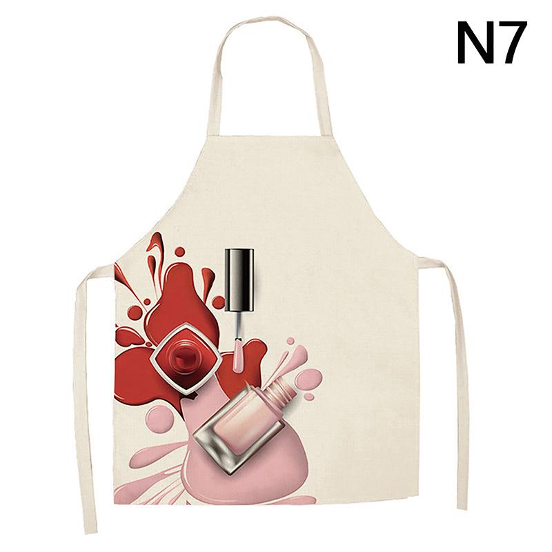 Nail Polish Lipstick Beauty Kitchen Women Apron Household Cleaning Cotton Linen Pinafore Salon Home Cooking Baking Adult Bib