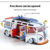 1/24 Volkswagen T1 Bus Gulf Oil Martini Low Ride Wide Body Modifiziert Legierung Metall Diecast Modellauto Sound & Licht Hobby Geschenke Junge