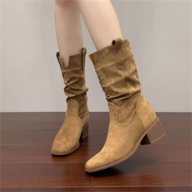Women's Boots 2026 New Autumn Coarse Heel Middle Barrel Short Boots Pile up Boots for Women