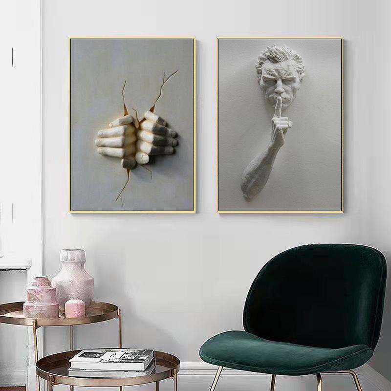 Abstract Statue Figure Canvas Painting Visual 3D Effects Posters Prints Wall Art Picture For Living Room Home Decor Gift Cuadros
