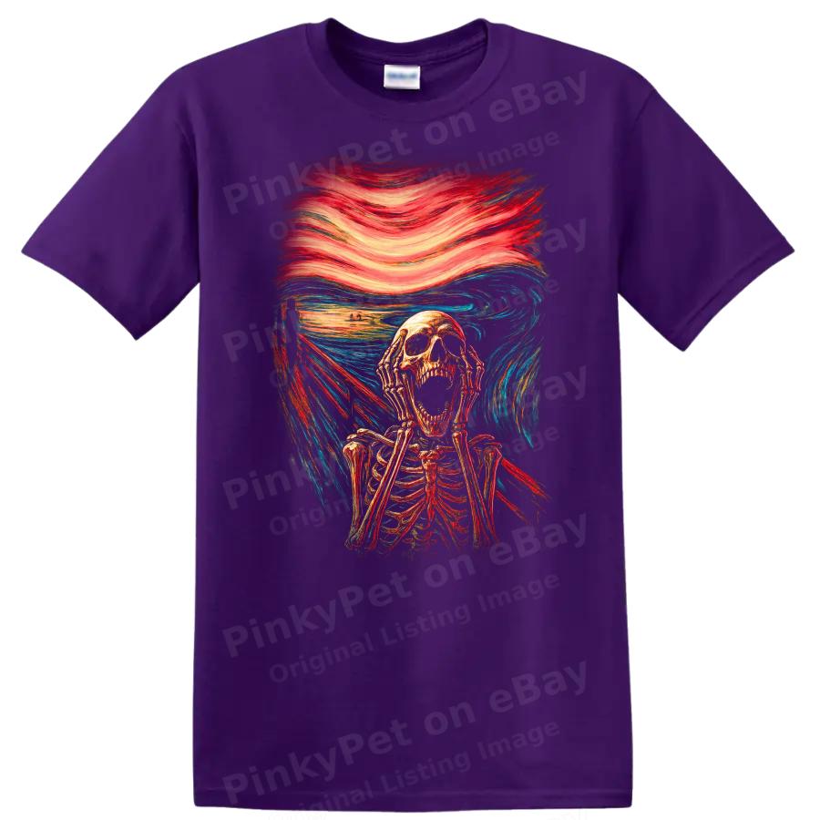 Skeleton Scream T Shirt Horror Art Design Graphic Tee Perfect for Halloween