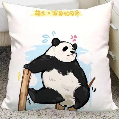 Büro Sofa Auto Kissenbezug Cartoon Bemalter Panda Luxuriöse Heimdekoration Kissenbezug