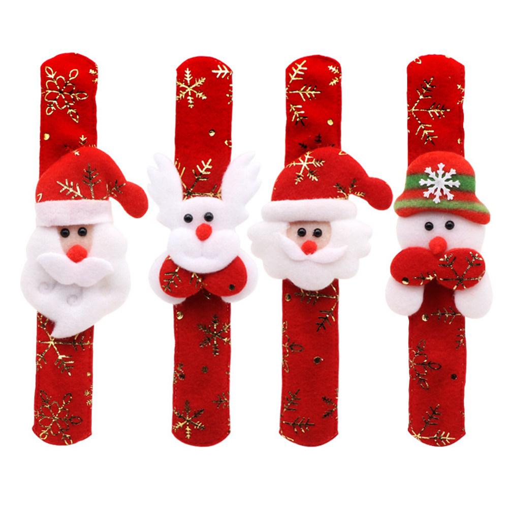 Cartoon 3D Santa Claus Snowman Elk Slap Bracelet Christmas Party Supplies Favors Comfortable Fabric for