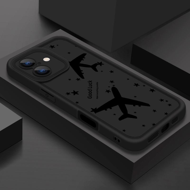

Чехол для iPhone 16 Pro 15 Pro Max 14 Plus 13 12 11 XR 8 с принтом самолета, мягкий силиконовый противоударный, защита объектива, ТПУ, матовый, чехол-накладка iPhone 16 Pro чёрный
