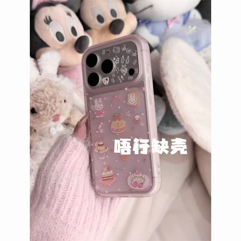 Through Powder Dessert Pudding Rabbit Skin Matte Shell Is Suitable for Apple 17promax/iPhone16/15 Mobile Phone Case.