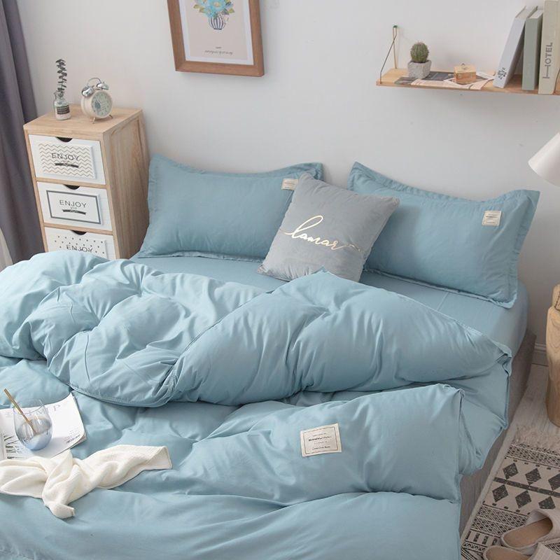 

Простой японский однотонный розовый комплект постельного белья покрывало для двуспальной кровати для девочек и женщин полиэстер простыня наволочка 1.2m 3pcs 1.5x2&set