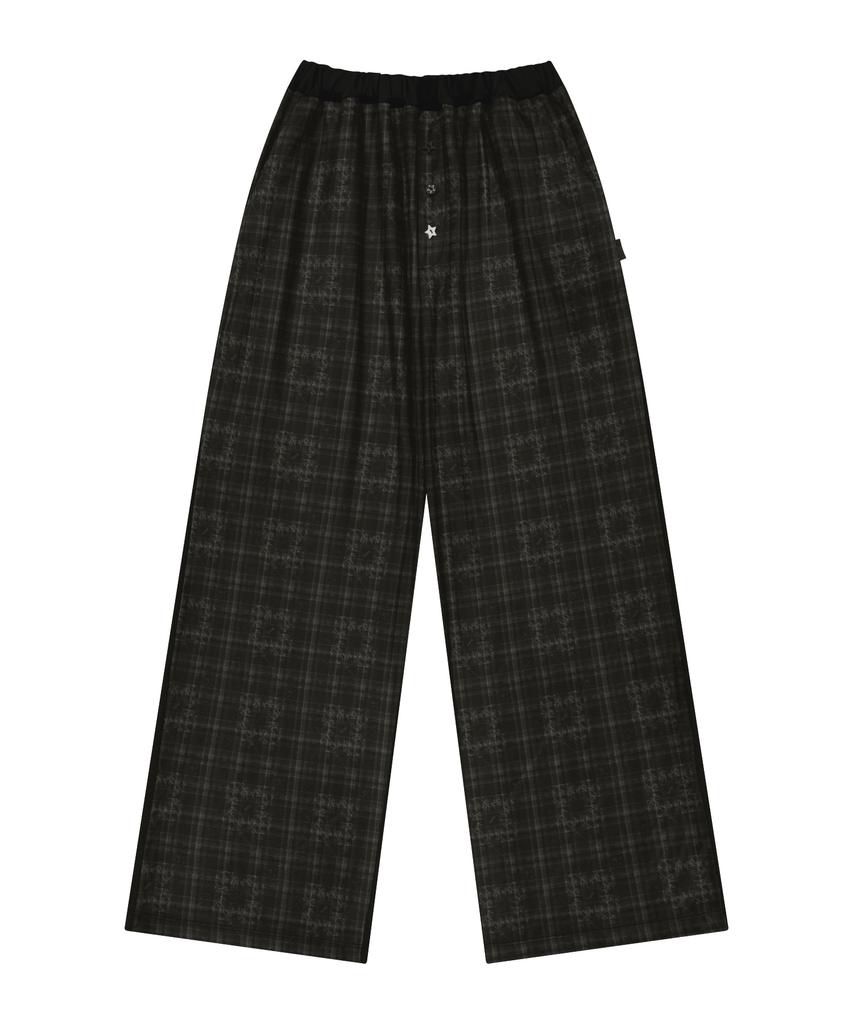 OJOS Check Sleep Jersey Pants / Black