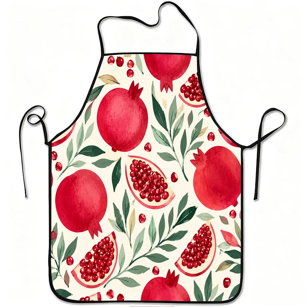 1pc Pomegranate Fruit Print Apron, Durable and Easy To Clean, Adjustable Waistband, Polyester Material, for Kitchen Cooking, Gardening, Orchard Pickin